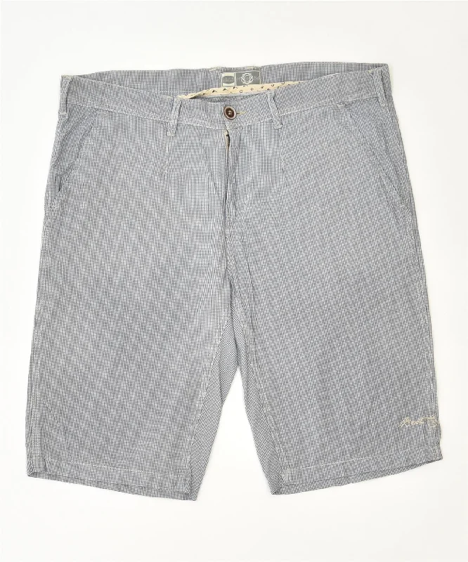 High-end Fabrics BEST COMPANY Womens Chino Shorts IT 50 Large W36 Blue Check Cotton Classic