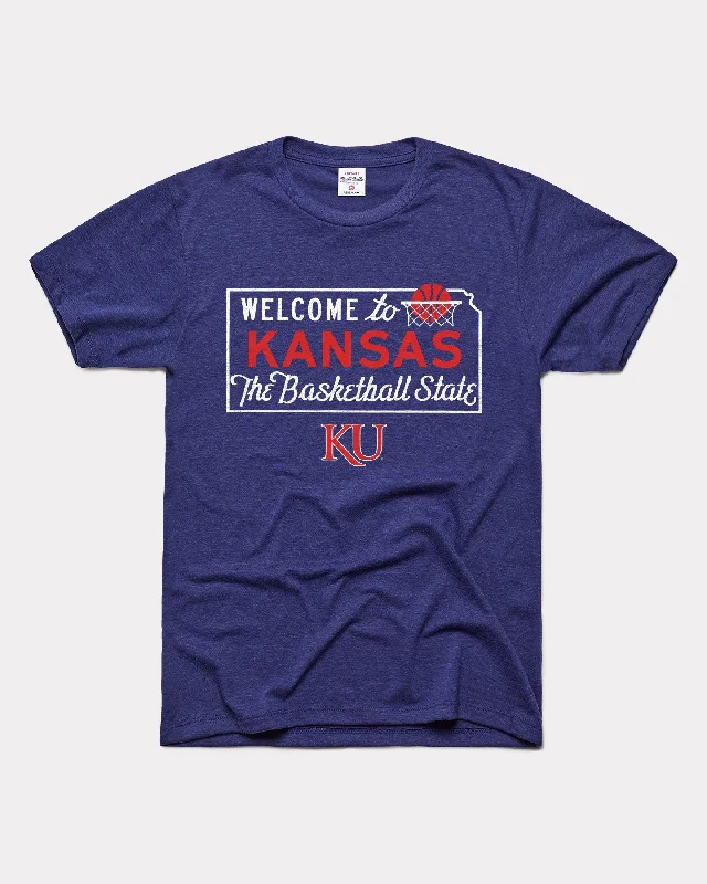 Noble And Elegant Kansas Jayhawks Basketball State Navy T-Shirt
