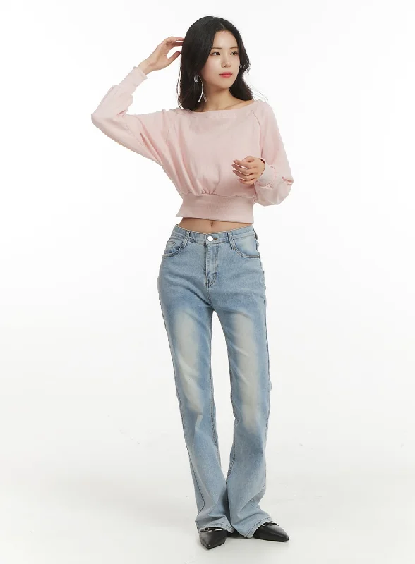 Sports Functional Style Light Washed Bootcut Jeans OF427