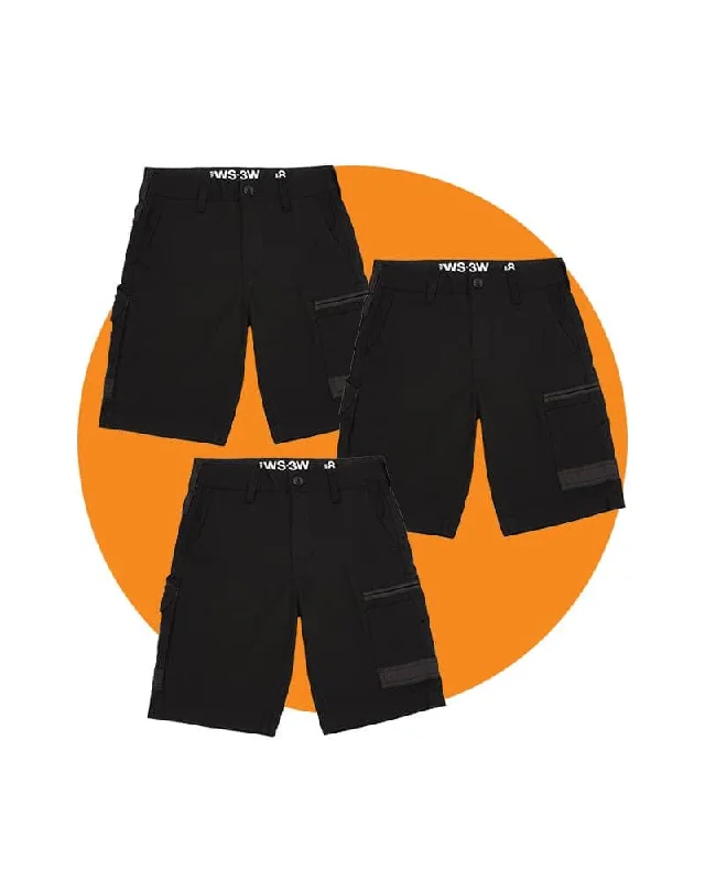 Elegant Outline Tradies WS-3W Womens Stretch Work Shorts Value Pack - Black