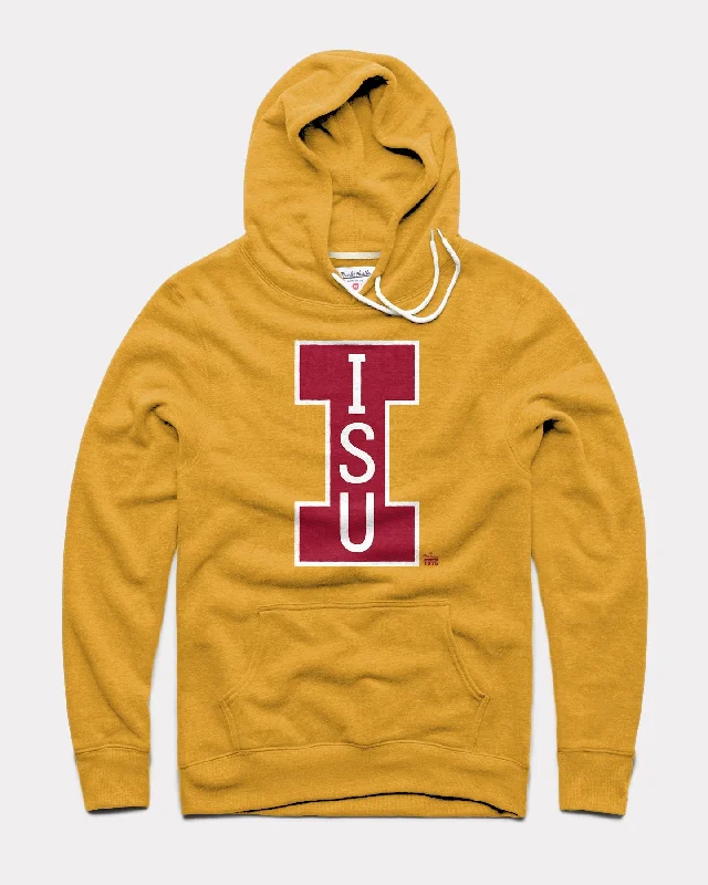 Elegant Wear ISU Block "I" Monogram Gold Hoodie