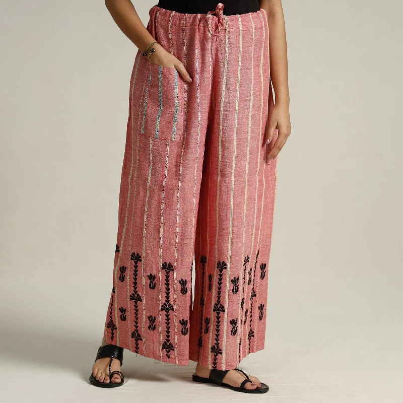 Classic style Pink - Bengal Khesh Weaving Cotton Kantha Embroidery Palazzo 60