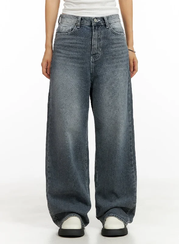 Noble And Elegant Sky Washed Baggy Jeans CL431