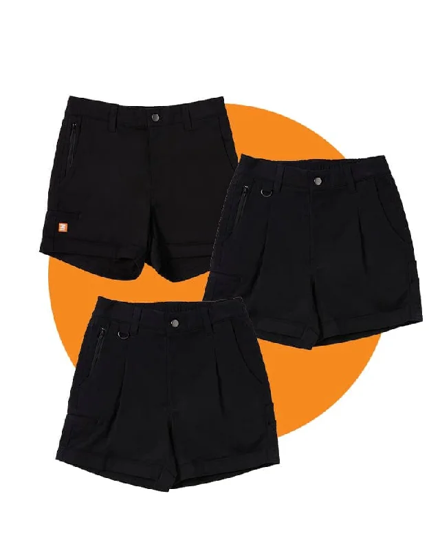 Exquisite Tailoring Tradies The Workz Womens Shorts Value Pack - Black