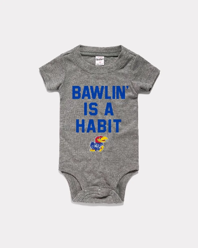 Versatile Items Bawlin' Is A Habit Vintage Kansas Jayhawks Grey Onesie
