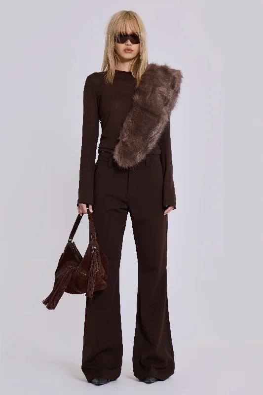 Cozy Pants Brown Stacked Bootcut Suit Pants