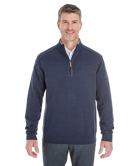 Classic Style DG478 - Devon & Jones Mens Manchester Fully-Fashioned Quarter-Zip Sweater | Navy/Graphite