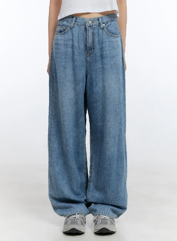 Unique Prints Bess Washed Denim Baggy Jeans CG413