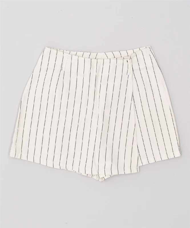 High-quality fabrics FOREWARNED Womens Wrap Skort UK 14 Medium W30 White Pinstripe Cotton