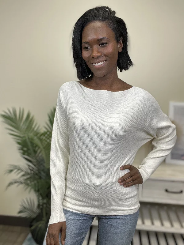 Cozy Fit Wear Simple Key Women's Feminine Boat Neckline Sweater