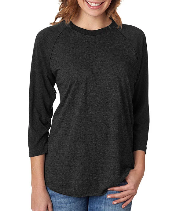 Urban Style 6051 - Next Level Unisex Triblend 3/4-Sleeve Raglan T-Shirt | Vintage Black/Vintage Black