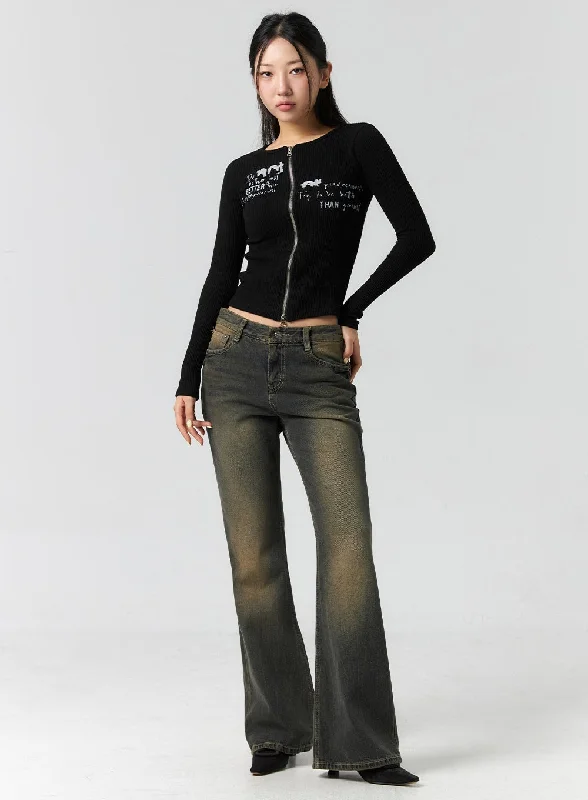 Warm and substantial Low Rise Bootcut Jeans CS303