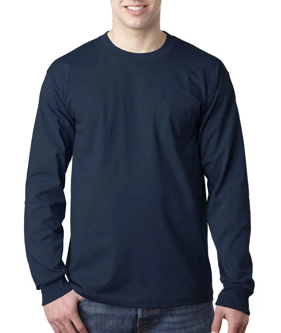 Youthful 8100 - Bayside Adult Long-Sleeve T-Shirt w/ Pocket | Navy