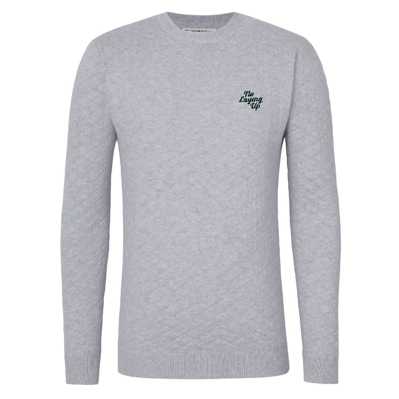 Fashion Pioneer NLU + H&B Diamond Knit Sweater | Grey w/ Retro Script