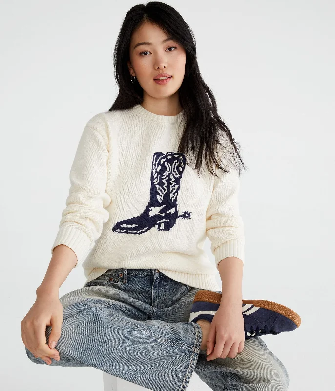Hooded design Aeropostale Cowgirl Boot Oversized Crew Sweater