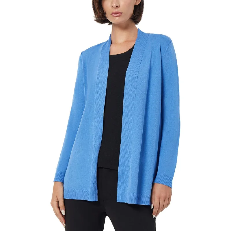 Fashion Style Petites Womens Open Front Ribbed Trim Cardigan Sweater