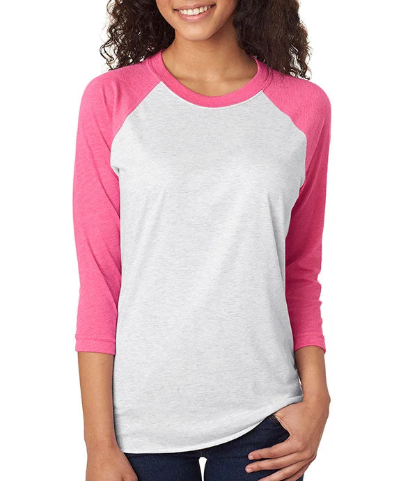 Slim Fit 6051 - Next Level Unisex Triblend 3/4-Sleeve Raglan T-Shirt | Vintage Pink/Heather White