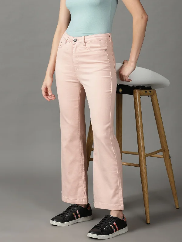 Cozy Outfit Women's Peach Solid Bootcut Denim Jeans