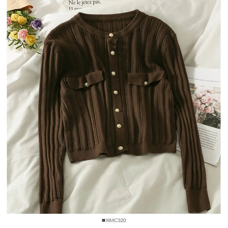 Comfy Chic Blouse women's autumn round neck long sleeve button knit  1773