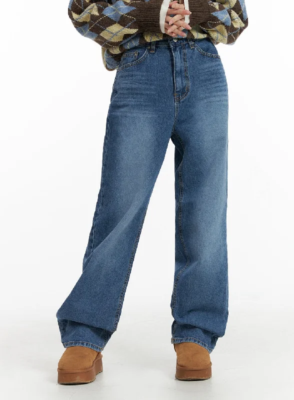 Lounge Chic Washed Straight Leg Jeans IF408