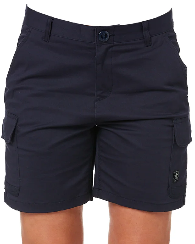 Lace Design Ladies Staple Cargo Shorts - Navy