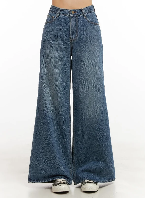 Retro Style Alisa Wide Leg Denim Chic Jeans OD417