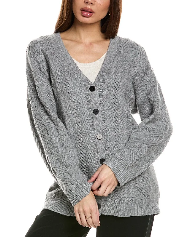 Warm And Comfortable Theory Wool & Cashmere-Blend Cable Cardigan