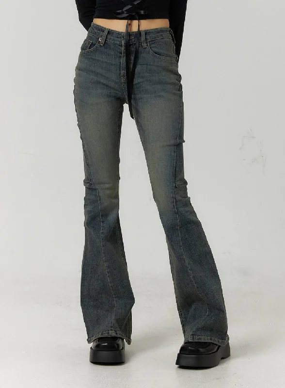 Extra long version High Waist Slim Washed Bootcut Jeans CF407