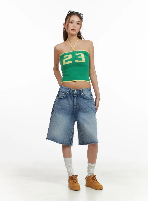 Sports outdoor style Washed Wide Leg Jorts CY424