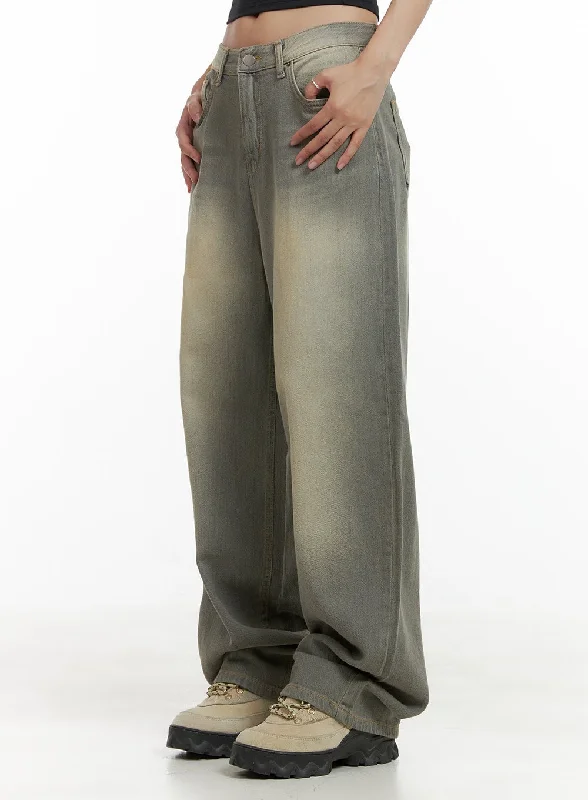 Luxury Fashion Washed Baggy Denim Jeans CU404