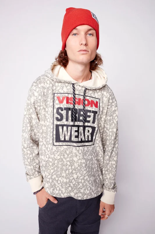 Casual And Versatile Aop Skull Logo Hoodie - Bone