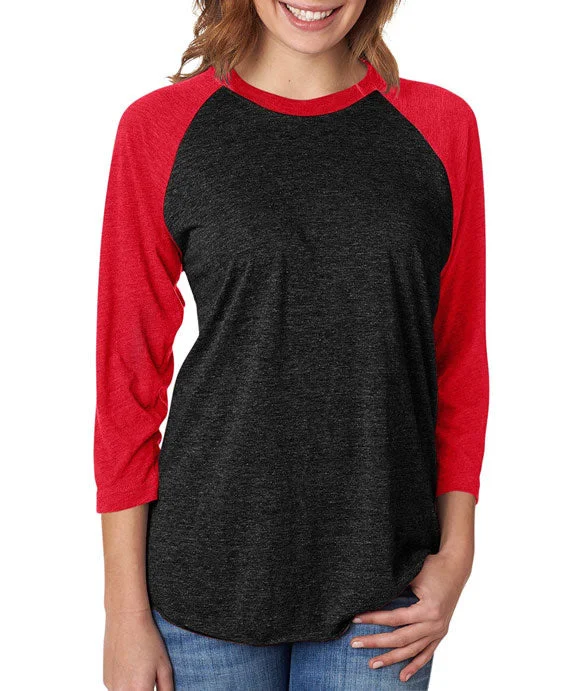 Fashion Elements 6051 - Next Level Unisex Triblend 3/4-Sleeve Raglan T-Shirt | Vintage Red/Vintage Black