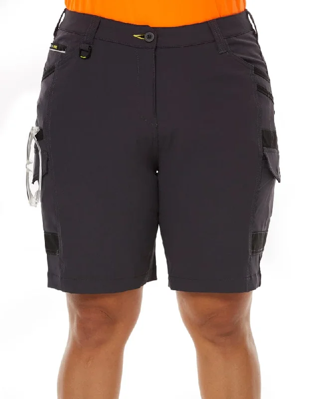 Energy Wear Womens Flex and Move 4 Way Stretch Zip Cargo Short - Charcoal