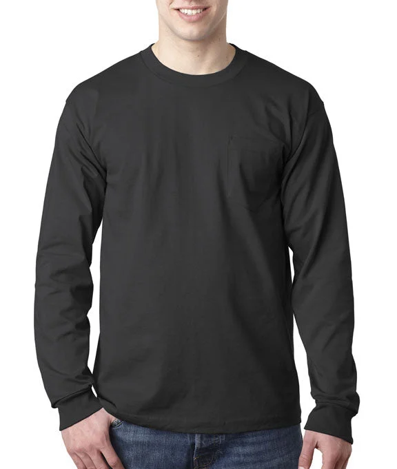 Sports Design 8100 - Bayside Adult Long-Sleeve T-Shirt w/ Pocket | Black