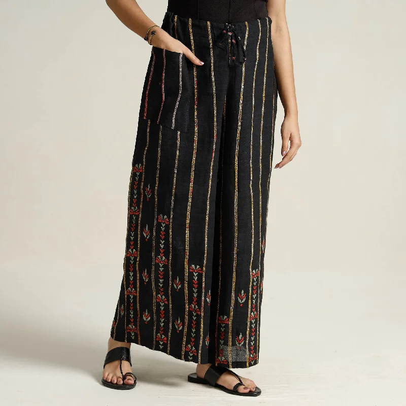 Fashionable sports Black - Bengal Khesh Weaving Kantha Embroidery Cotton Palazzo 20
