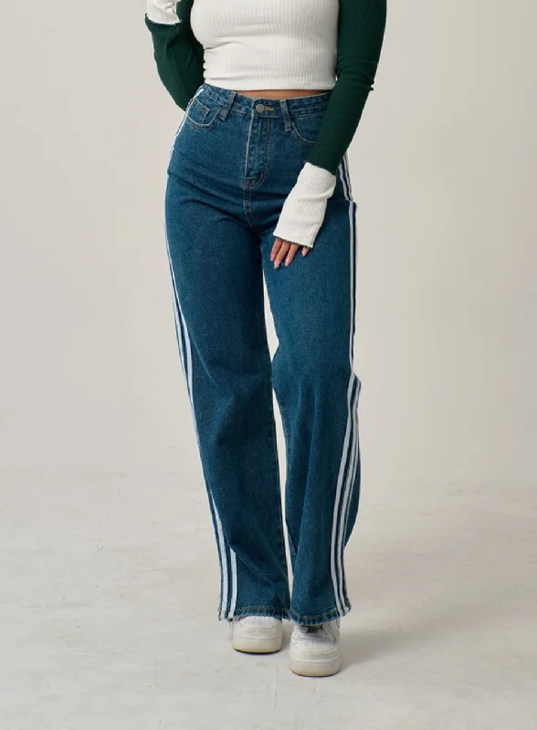 Unique prints Side Stripes Straight Leg Jeans IN22