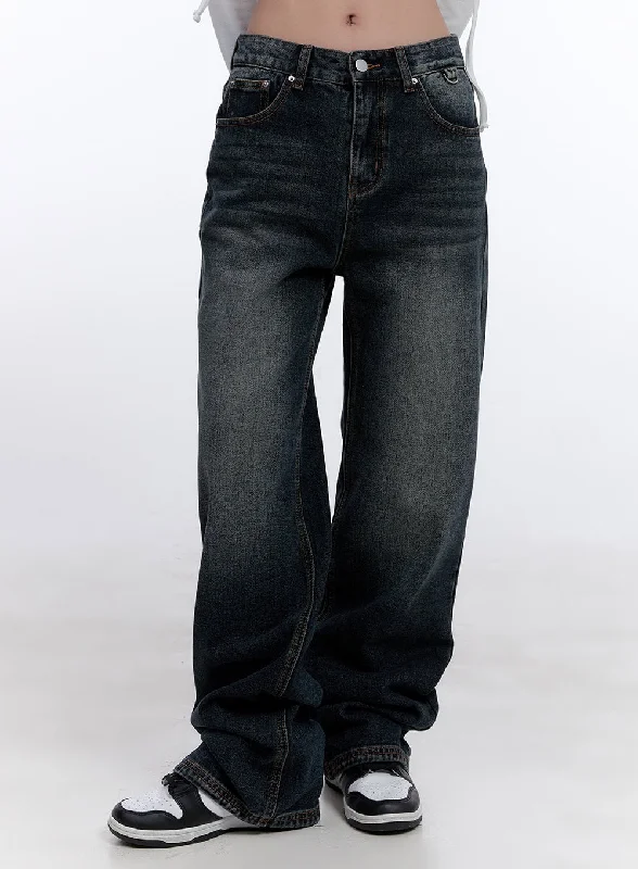 Luxury And Elegant Haley Washed Wide-Leg Jeans CJ511