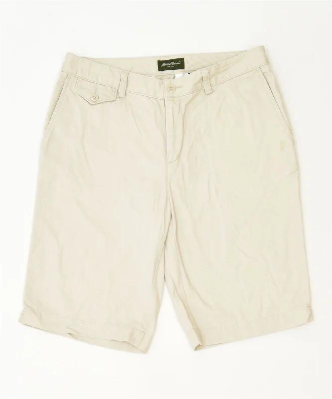 Celebrity Style EDDIE BAUER Womens Chino Shorts US 8 Medium W30 Off White Cotton Classic