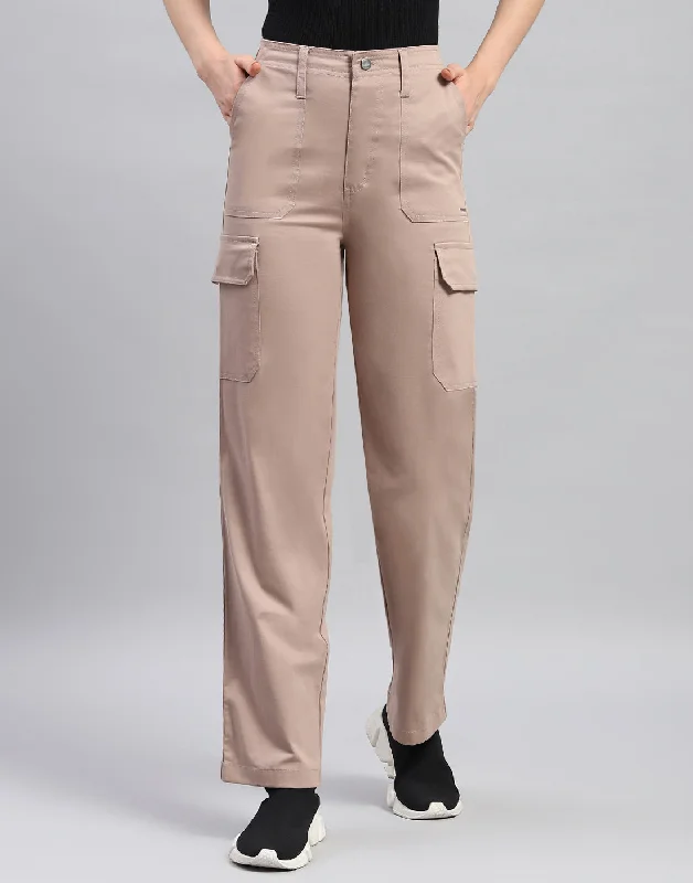 Cozy Outerwear Women Khaki Solid Straight Fit Cargo