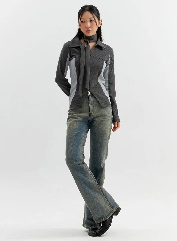 Advanced Design Washed Bootcut Pants CO306
