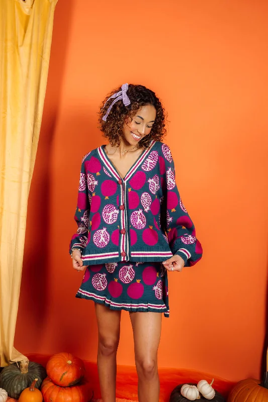 Perfect Tailoring Dark Teal Pomegranate Cardigan