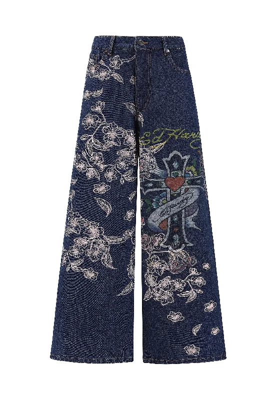 Lounge Chic Womens True To My Love Xxtra Denim Trousers Jeans - Indigo