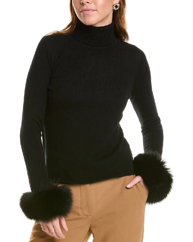 Fashionable And Versatile sofiacashmere Turtleneck Cashmere Sweater