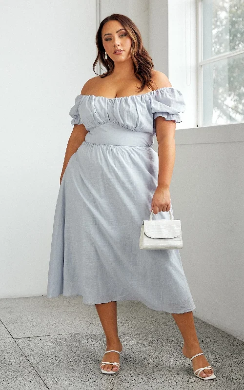 Fashionable In The Times Truvy Dress - Dusty Blue
