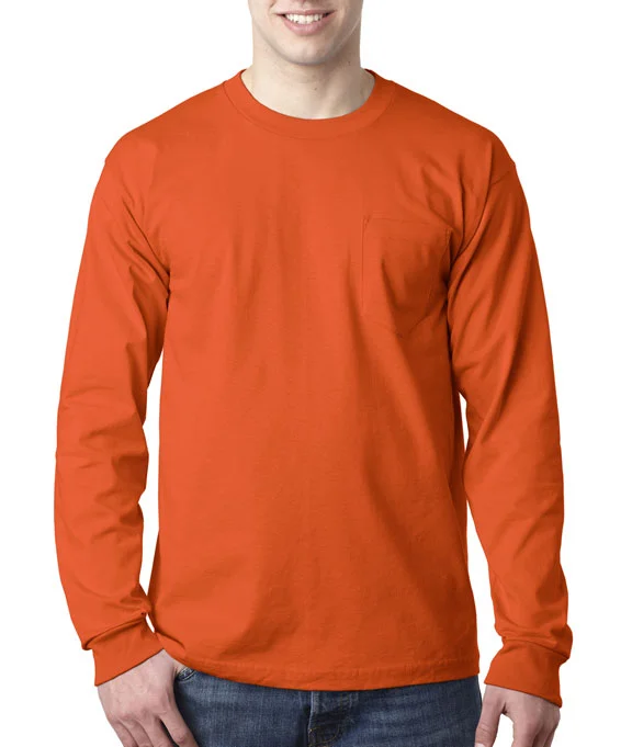 Dessert Matching 8100 - Bayside Adult Long-Sleeve T-Shirt w/ Pocket | Bright Orange