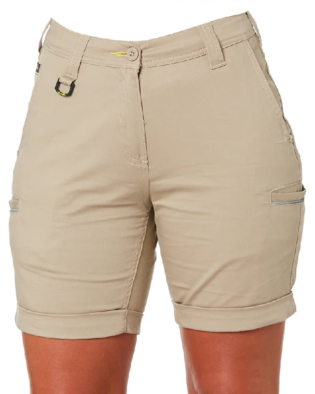 Tropical Style Womens Stretch Cotton Short - Stone