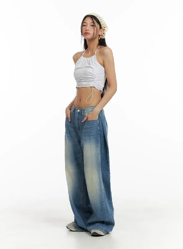 Urban Style Washed Wide Leg Jeans CA423