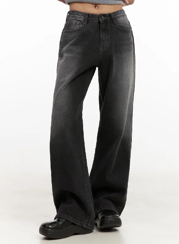 Fresh And Fashionable Sofia Washed Wide-Leg Jeans CJ507