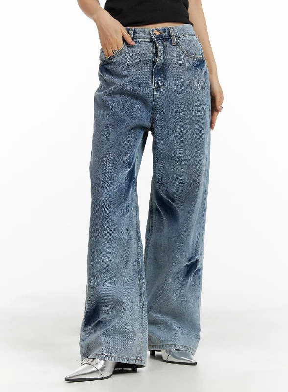Printed Patterns Bootcut Wide Leg Jeans CM422