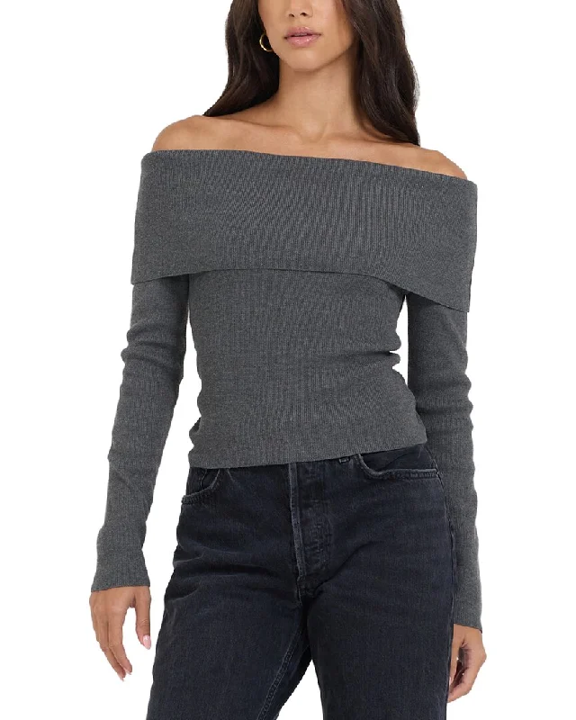 British Style Vintage Havana Off-The-Shoulder Sweater